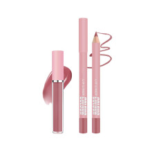 Lip Liner Set with Matte Lip Gloss, Long Lasting Waterproof Pigment Vegan Plumping Finish, Blush Pink