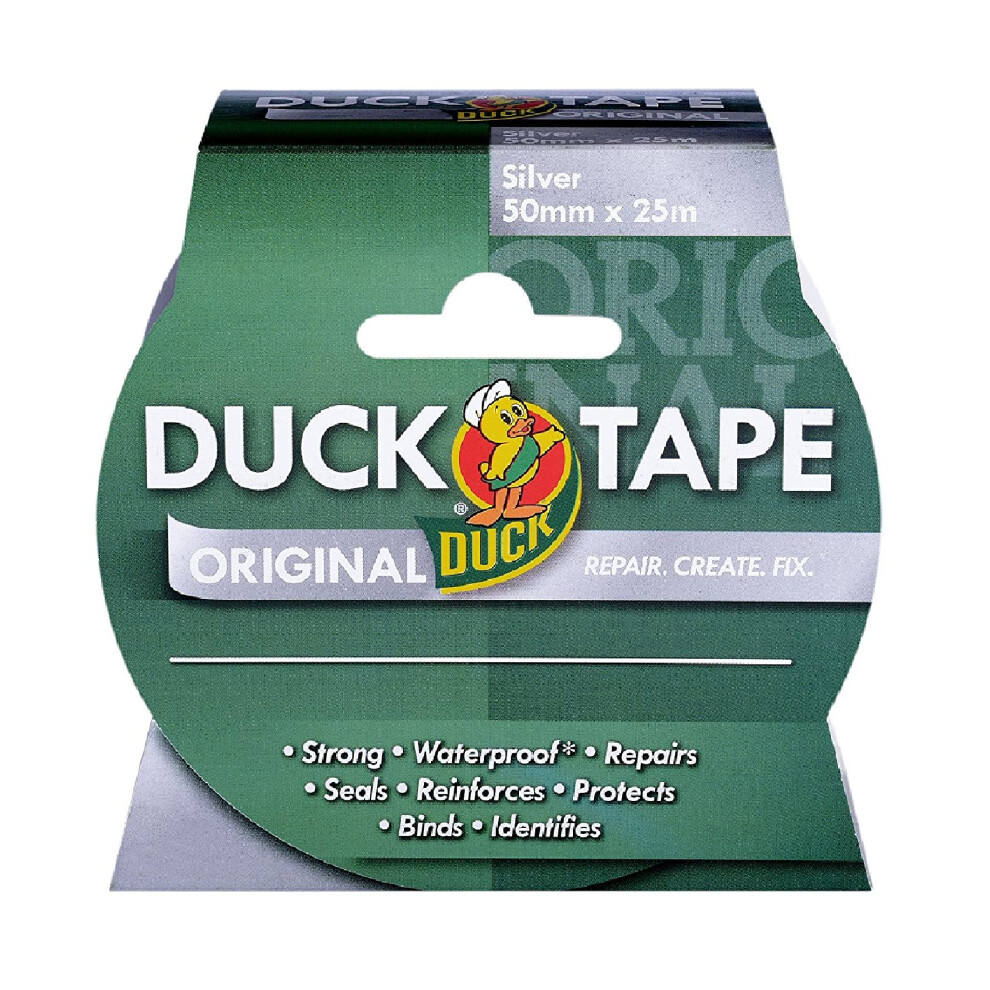 Duck Tape Original Silver, 50Mm X 25M. The Original High Strength Waterproof Gaffer And Duct Adhesive Cloth Repair Tape 5051226584282