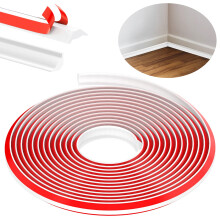 TPE Quadrant Trim, 6M Flexible Moulding Wall Corner Edging Strip Self Adhesive, Skirting Board Trim, Caulk Strip Beading for Laminate Flooring