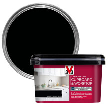 V33 Renovation Cupboard & Worktop Paint, Quartz Black Satin, 2L
