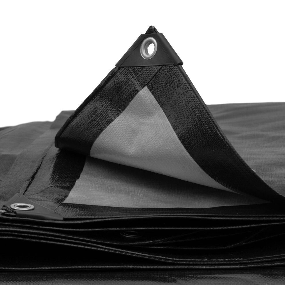 Cost Wise Waterproof Tough 240Gsm /Siver Reverse Tarpau Black