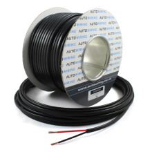 Automotive FLAT Twin 2 Core Cable 12v 24v Thin Wall Wire (21 AMP Rated 1.5mm²) 10/30/50/100 Metre (50 Metre Roll)