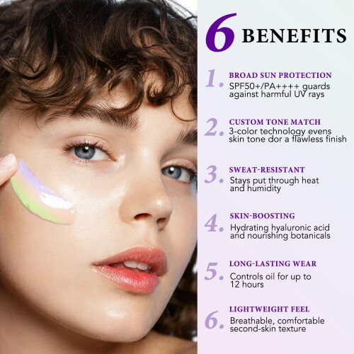 Face Primer SPF50 Sunscreen Waterproof Brightening Moisturizing Makeup Base 1.4oz 2