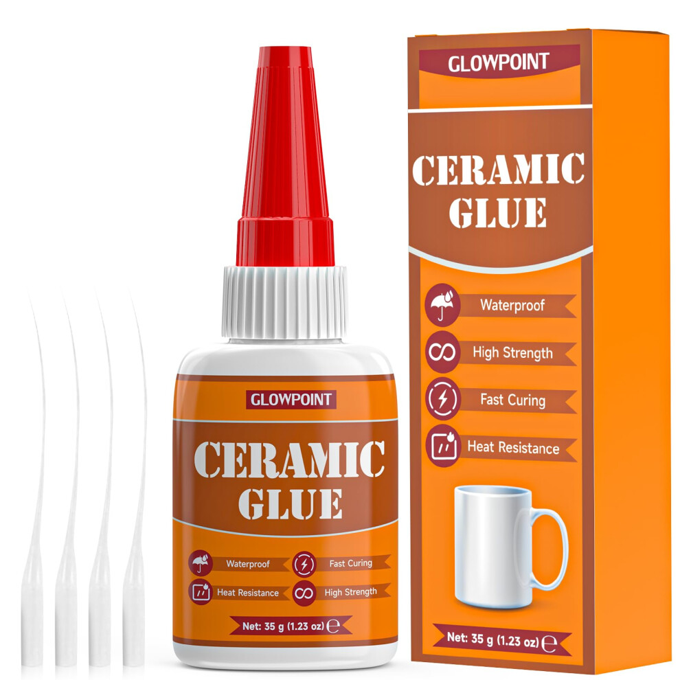 Glowpoint Ceramic Glue, 35G Ultra Strong Super Glue For Ceramic, Porcelain, Pottery, And China Repair Â Waterproof, High-Temperature Resistant 5051226931666