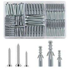 230 Pcs Screws and Wall Plugs Set, Masonry Brick Concrete Wall Plasterboard Fixings Self Drilling Screws and Wall Raw Plugs Anchor Bolts, M3.5/M4/M5/