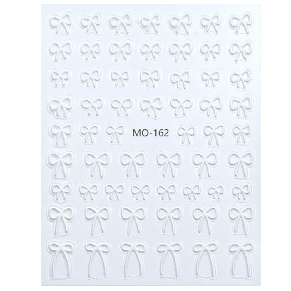White 3D Bowknot Nail Art Stickers Embossed Selfadhesive Decals For Manicure Decoration