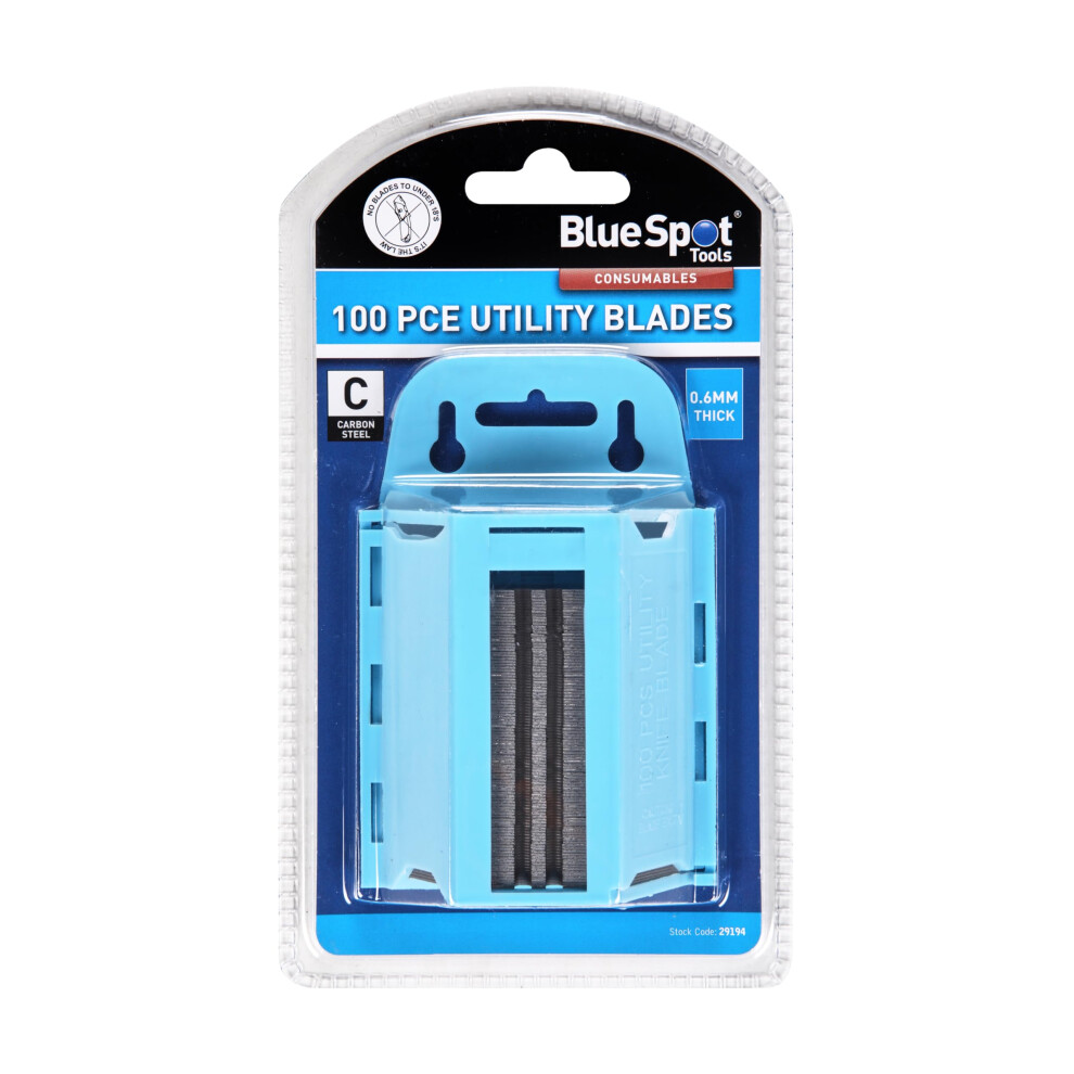 Blue Spot Tools 29194 100 Pce Utility Blades In Dispenser 3571639439631