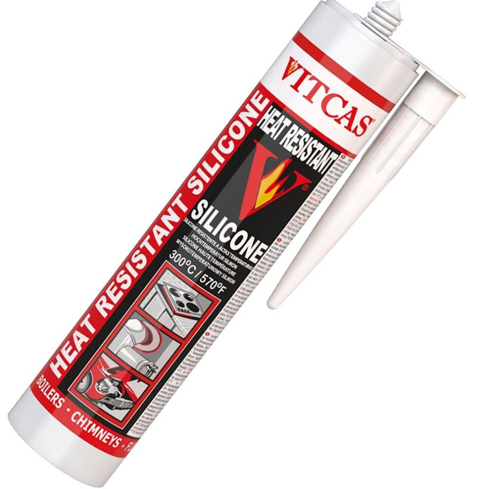Vitcas Heat Resistant Silicone - Excellent Adhesion - Glass And Glazed Surfaces - Enamel Ceramics - Impregnated And Painted Wood Â Plastics - Flexib 4367972911571