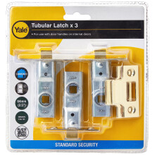 Yale Tubular 3 x Mortice Latch, Where No Locking is Required, Polished Brass, 2.5 Inch/64 mm