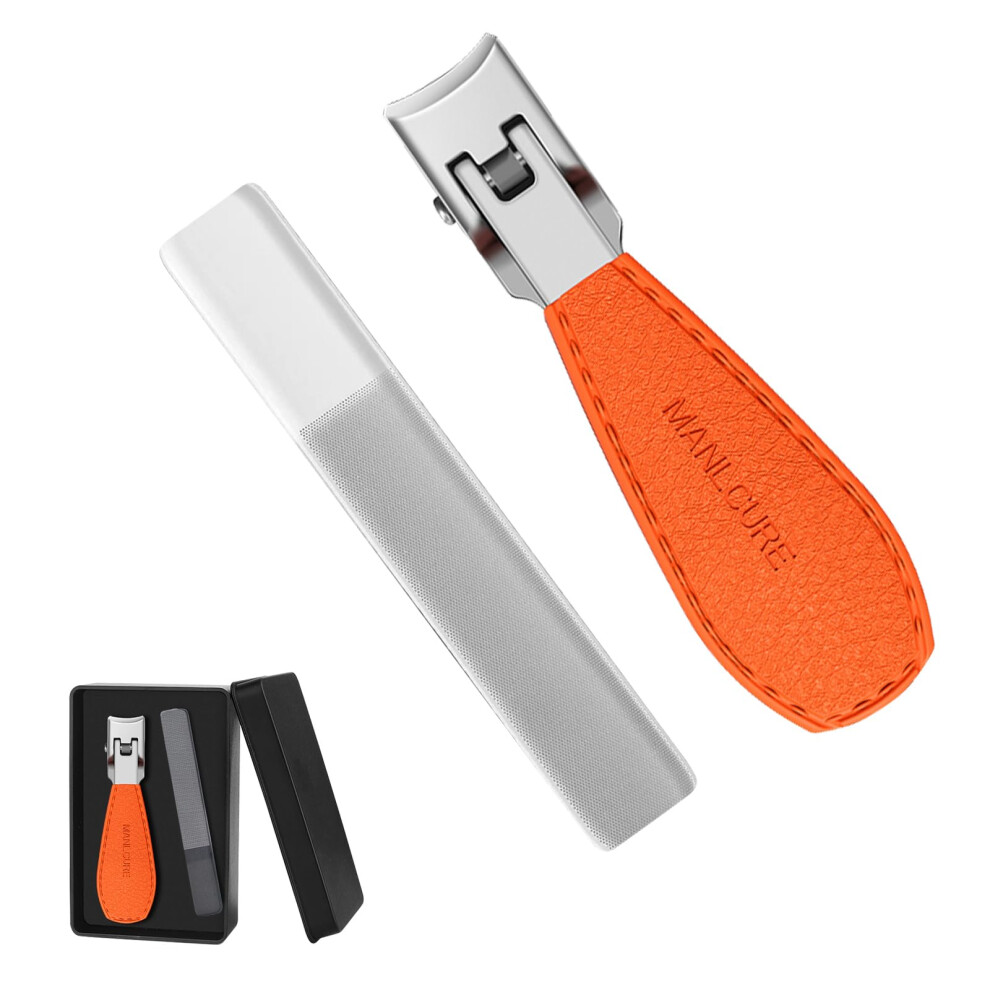 Orange Wide Mouth Heavy Duty Toenail Clippers For Thick Nails With Long Handle Splashproof Design