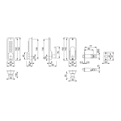 Hoppe 87128205 Arrone AR/D-195MC Digital Push Button Door Key Pad Lock - Silver 2
