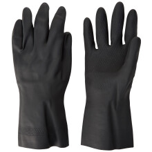 Polyco 516 Maxima Heavy Duty Flock Lined Natural Rubber Gloves - Large - 1 Pair, Black