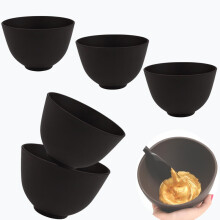 Silicone Face Mask Mixing Bowl Set, 5 Pcs Reusable Easy Clean DIY Skincare Kit Black