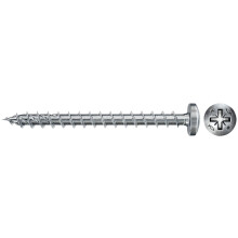 Fischer 200 x Chipboard Screws Power-Fast II 4.0 x 35 mm Pan Head with Phillips Full Thread Galvanised Blue Passivated (Item No. 670245)