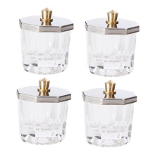 4pcs Acrylic Nail Liquid Bowl with SpillResistant Lid Crystal Powder Mixing Dish for Salon and Home Use