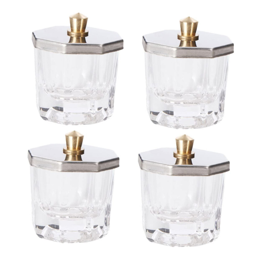 4pcs Acrylic Nail Liquid Bowl with SpillResistant Lid Crystal Powder Mixing Dish for Salon and Home Use