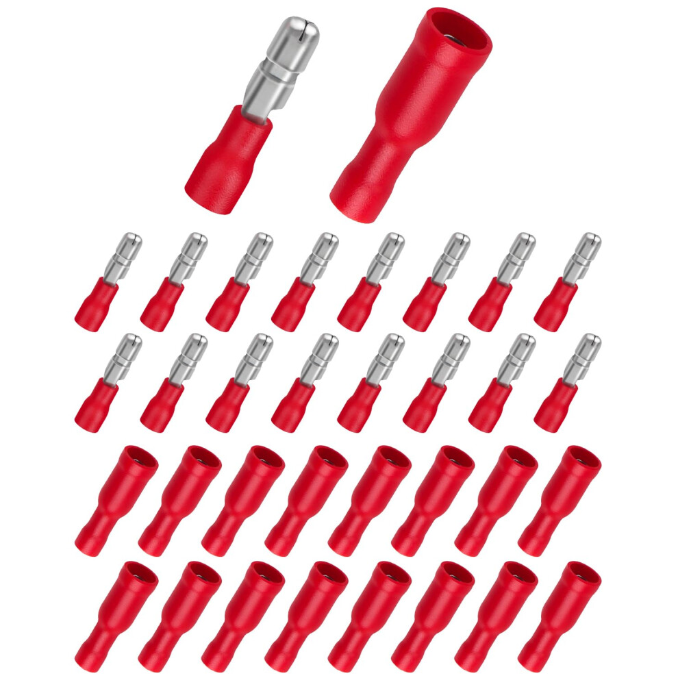 Bolatus 100Pcs Bullet Connectors Terminal, Insulated Male And Female Quick Splice Connectors Butt Wire Terminal Red 5001347492027
