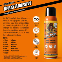 Gorilla Heavy Duty Spray Adhesive 400ml – Fast Drying High Strength Mi