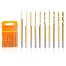 Uolor Mini Twist Drill Bit Set, 10Pcs Micro Engraving Drill Bits, 0.6mm-2.2mm, HSS 2.35mm Shank Titanium Coated Tiny Drill Bit Hole Drilling Tool for