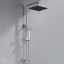 DERW Adjustable Shower Riser Rail Kit with 10" Square Rainfall Shower Head, Handheld Shower with Rotating Bracket, Shower Set without Mixer, Anti-Leak