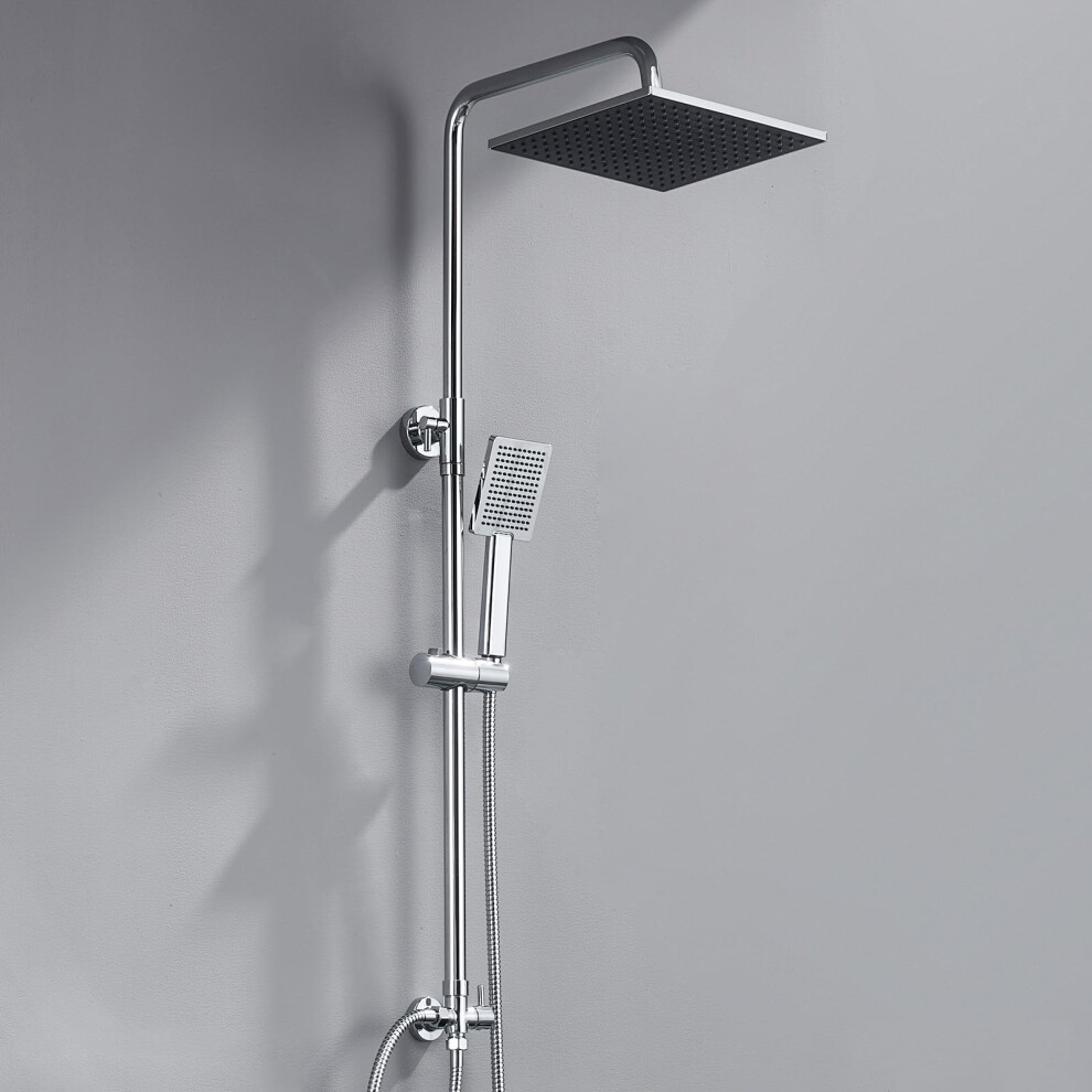 Derw Adjustable Shower Riser Rail Kit With 10" Square Rainfall Shower Head, Handheld Shower With Rotating Bracket, Shower Set Without Mixer, Anti-Leak 6979430721455