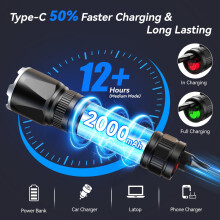 GEARLITE LED Torch Rechargeable 3500LM Torches LED Super Bright with C