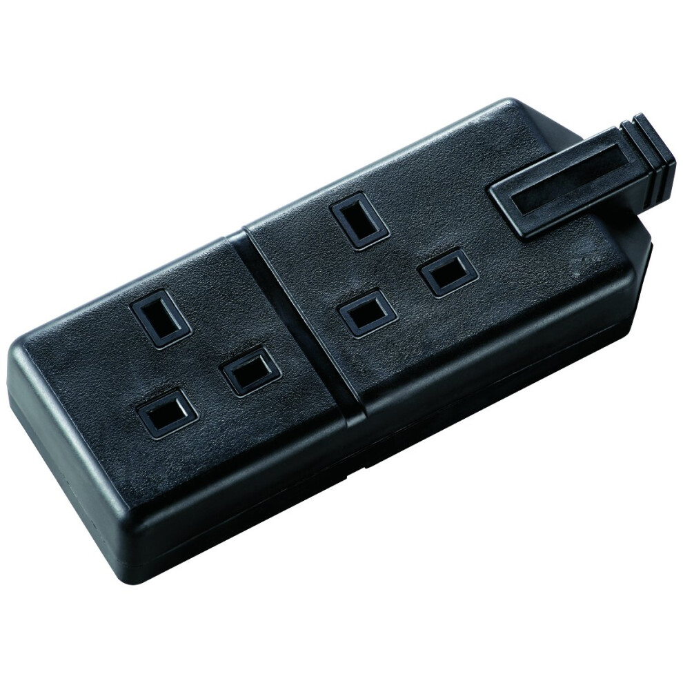 Masterplug Black Els132b-01 Permaplug Two Socket Trailing Socket, Without Plug And Cable, 13 Amp,