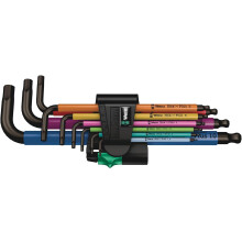 Wera 950 SPKL/9 SM N SB Multicolour BlackLaser L-Key Set, 9pc, Metric, 1.5-10mm, 05073593001, Silver