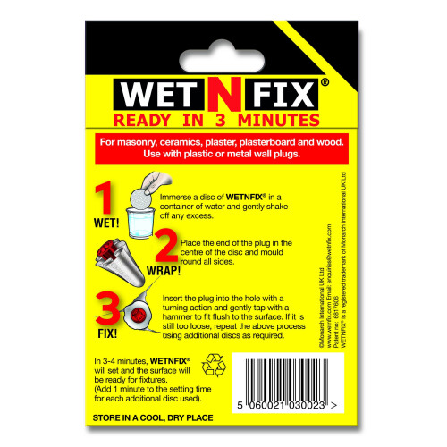 WETNFIX (20 Discs) - Fixing Wall Plugs Fast! No Need to Fill or redrill. 1