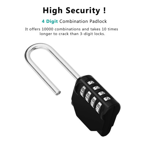 ZHEGE Combination Padlock Long Shackle, 4 Digit Co 1
