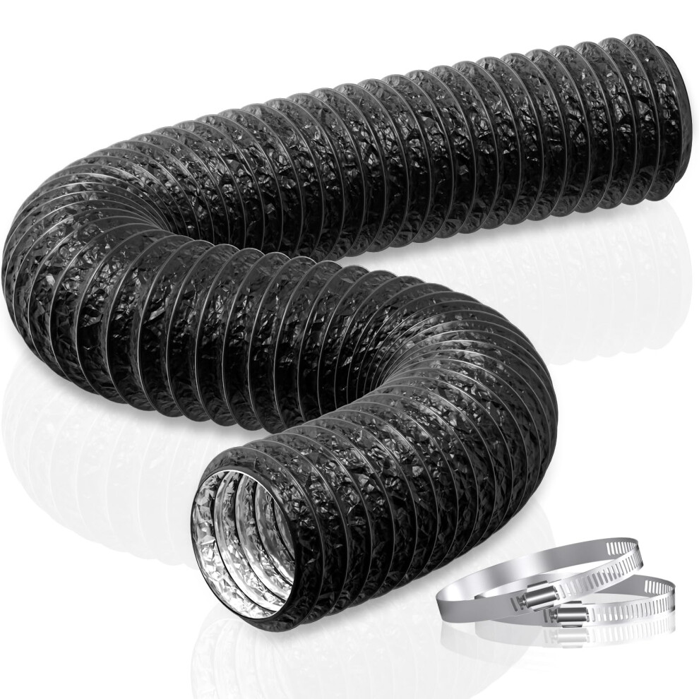 Hg Power 125Mm Ducting Length 5M Pvc Aluminium Flexible Ventilation Duct Pvc Pipe Tumble Dryer Vent Hose With Clamps For Hydroponics Extractor Fan, C 5000861164595