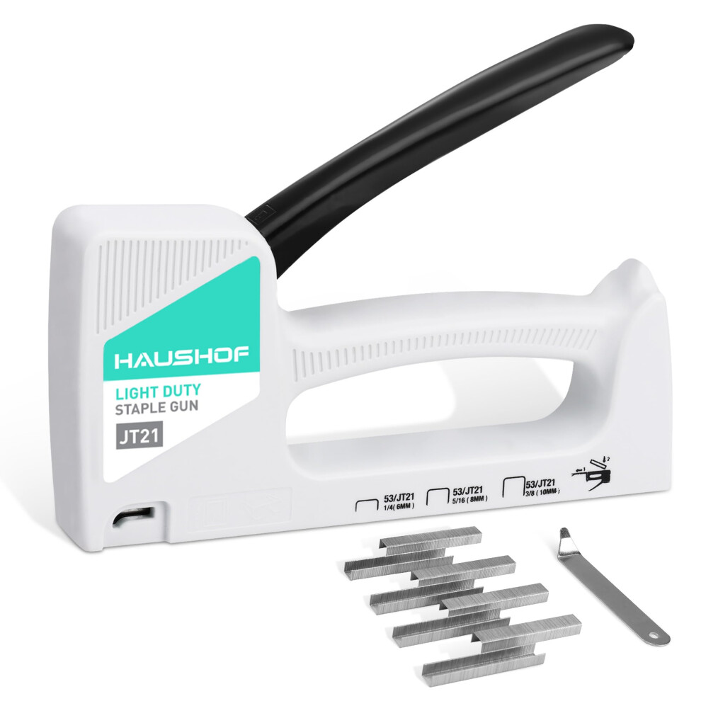 Haushof Upholstery Staple Gun Tacker Kit - Light Duty Stapler For Wood, Fabric & Decoration - Includes 800 Staples Type 53 & Staple Remover 84859266