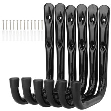pipabiba 17cm Garage Storage Ladder Hooks, 6 Pack Heavy Duty Wall Mount Utility Hanger Organizer to Folded Chairs, Bicycles, Power Tools