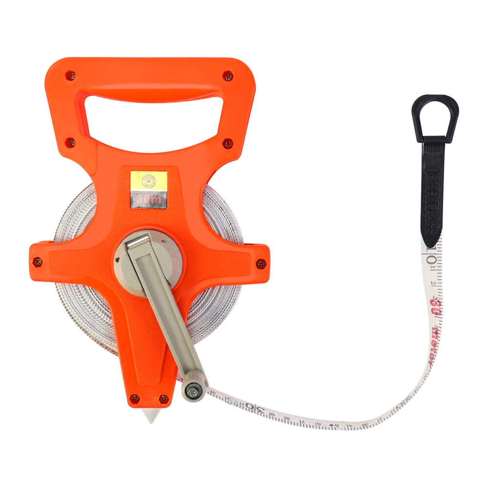Qwork Open Reel Tape Measure, Fibreglass Surveyors Tape, 30M /100 Ft 54548343