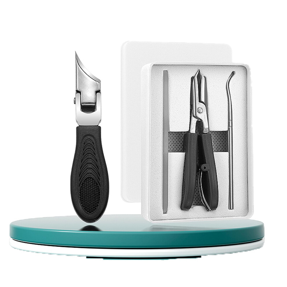 Black Wide Jaw Nail Clippers For Thick Nails With Ergonomic Eagle Beak Design, Antisplash Curved Blade,