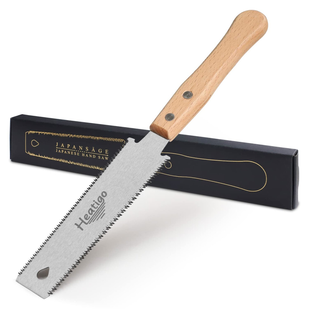 Heatigo Small Japanese Hand Saw For Wood, Wooden Handle Fine Tooth 11/17 Tpi, Pull Saw For Trimming Pruning Woodworking Tool 1386342708361