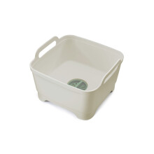 Joseph Joseph Wash & Drain Kitchen Washing Up Bowl with Handles and Draining Plug, 9 litres, Stone/Sage Green