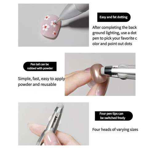 5in1 Retractable Nail Dotting Tool with Precision MultiSize Tips for Gel Polish Manicure 2