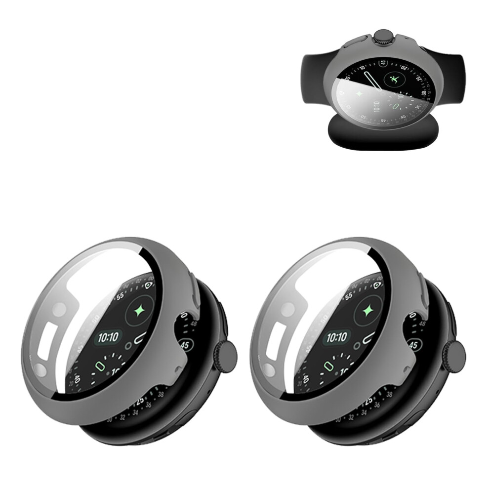2 Pack Case For Google Pixel Watch 4 41Mm With Builtin Screen Protector, Shockproof Scratchresistant Cover, Gray 9070919013287