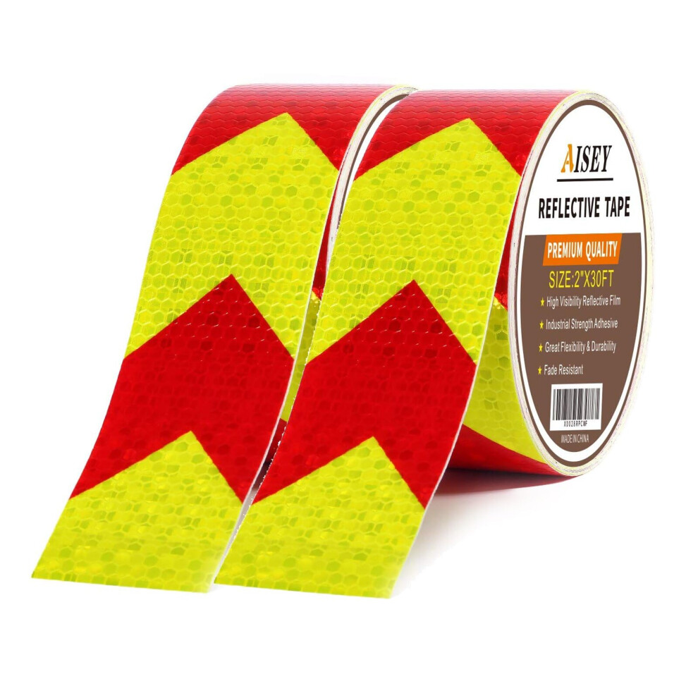 Aisey Reflective Tape White Outdoor High Vis Conspicuity Safety Tape, Reflector Tape Trailer Waterproof - 2ÂX 30Ft/Roll, 2 Pack 5002231642122