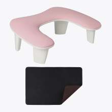Nail Arm Rest with Comfortable PU Cushion and NonSlip Base, UShaped Support for Salon and Home, Pink