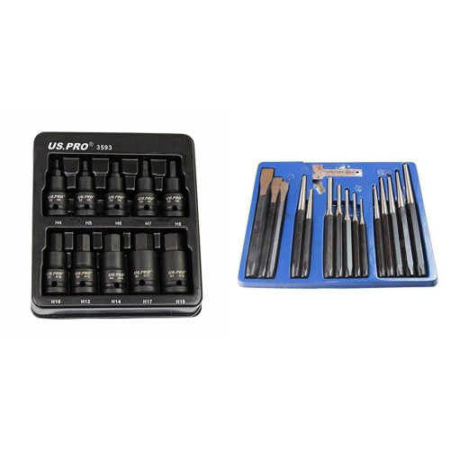us pro US PRO Tools 10pc Impact Hex Bit Socket Set 1/2''