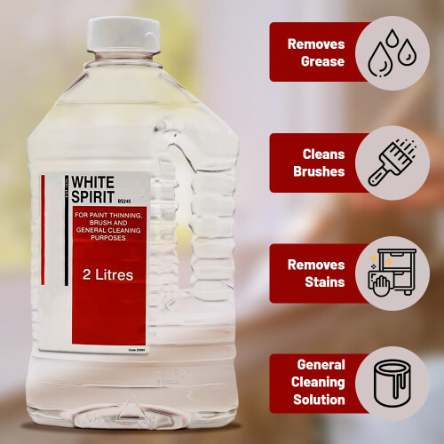 White Spirit 2 litre MultiPurpose Paint Solvent for Stripping Paint Cl 2
