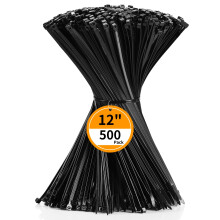 Cable Zip Ties 12 inch Cehony 500 Pack Black Cable Ties 300mm x 4.5mm Heavy Duty 50lbs Tensile Strength Nylon Plastic Zip Ties for Outdoor