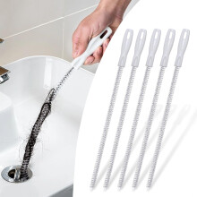 MOXYOY Sink Cleaning Brush, 5Pcs Flexible Sink Unblocker Tool, 45cm White Drain Brush Drain Unblocker Tool for Kitchen Bathroom Drain and Pipe Overfl