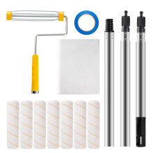YiBaiBrush Paint Roller Kit, 11 Pack, 9 Inch Paint Roller Frame with Microfiber Roller Covers, Stainless Steel Extension Pole 3 Segments Total 3 Ft,