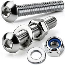 qjuwhua M6 x 70mm Button Head Bolts with Nyloc Nuts and Washers Pack of 10 Fully Threaded Socket 6mm A2 Stainless Steel Bolts and Nuts for Machine Fa