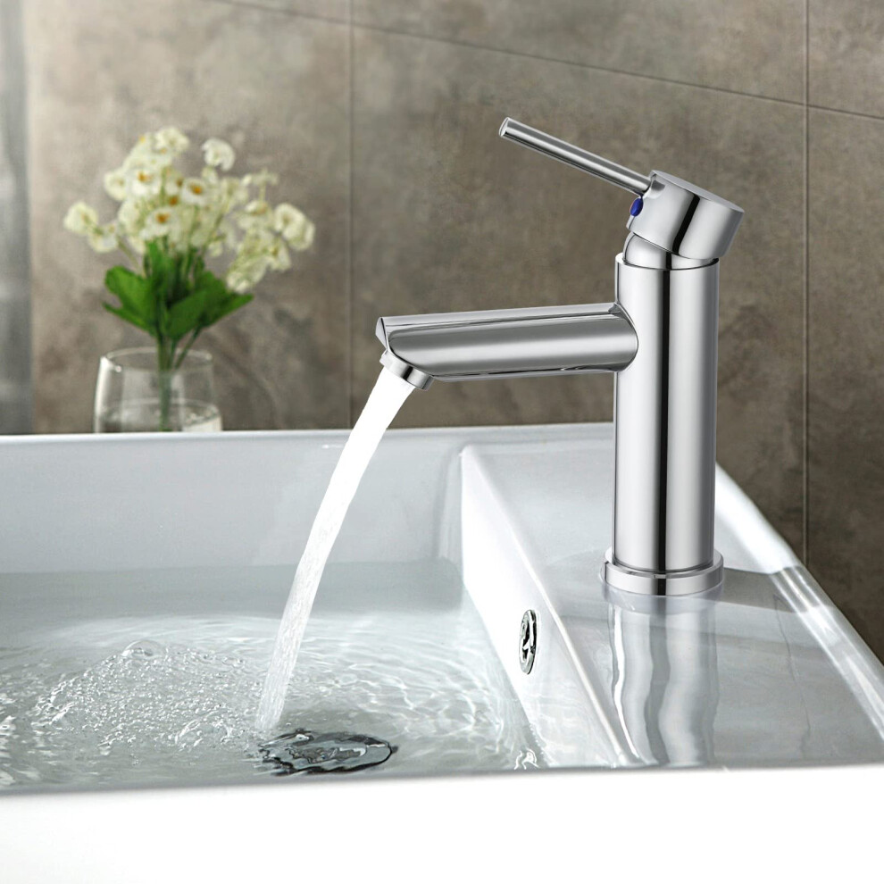 Hapilife Basin Mixer Taps With Pop Up Waste Slotted Bathroom Sink Tap 5005738921974