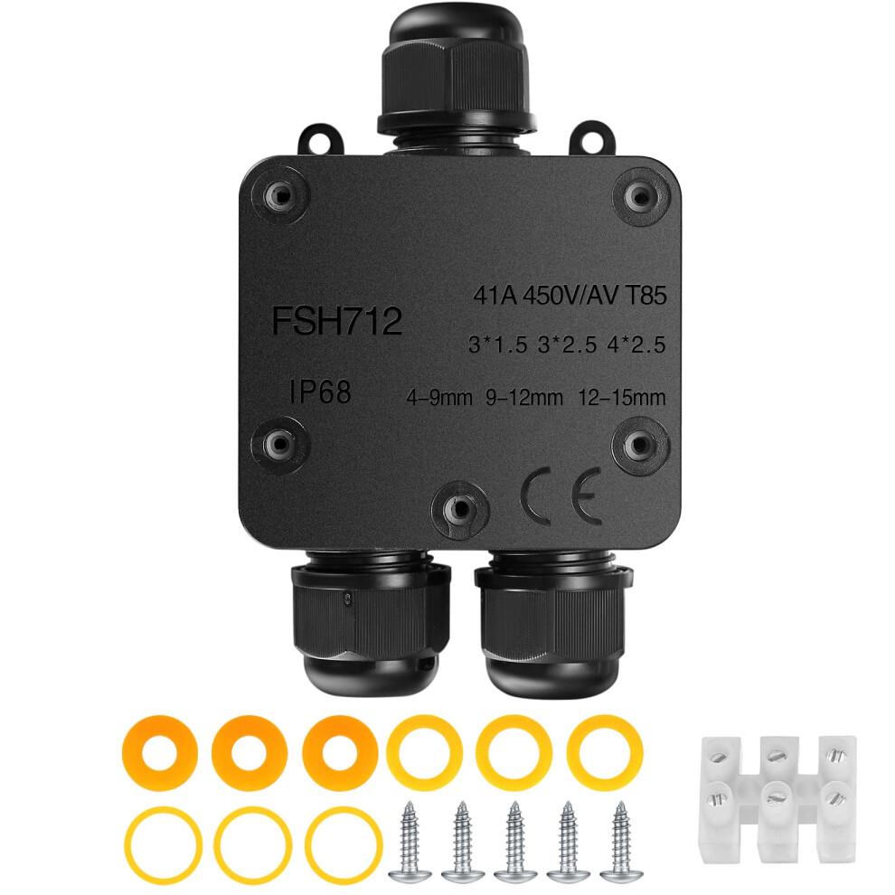 Ip68 Waterproof Junction Box, 3-Way Outdoor Cable Connectors, Y-Type Pa9 Electrical Junction Box 5051226556845