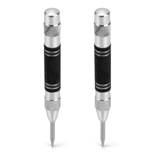 QWORK 2 Pack Automatic Center Punch, 5" Spring Loaded Center Punch, Hole Marker Tool